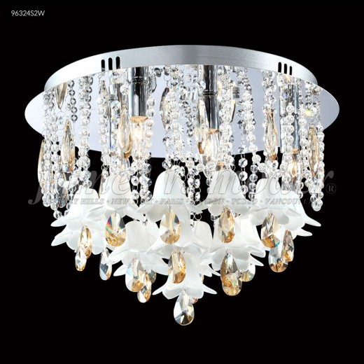 96324ag22e Murano 5 Ligth Crystal Flush Mount Aged Gold Imperial Clear With Amber Bells