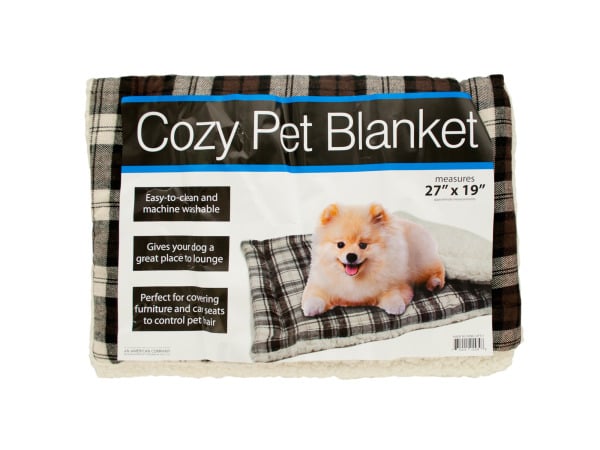 Of411-1 Cozy Plaid Pet Blanket With Fleece Padding