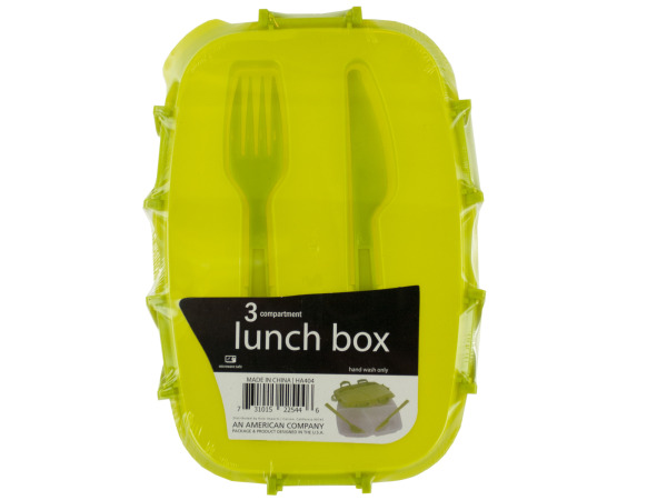 Ha404-12 Divided Plastic Lunch Box With Fork Knife, 12 Piece