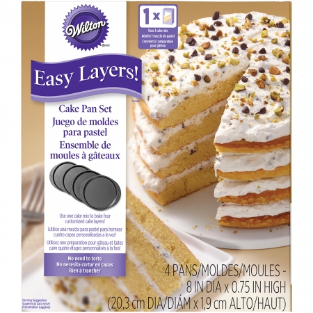 W0188 Easy Layers 8 In. Round Cake Pan Set, 4 Piece