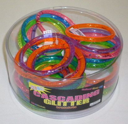 Ba-324 Cascading Glitter Neon Bracelets, 12 Set