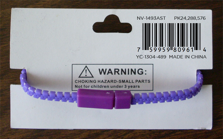 Ba-1493ast Zipper Bracelets, 24 Piece