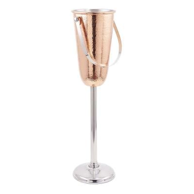 23684 Hammered Decor Copper Champagne Cooler With Stand, 1.75 Gal.