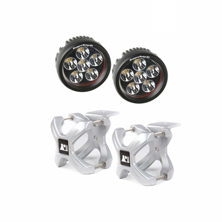 15210.14 Large X-clamp & Round Led Light Kit, Silver, 2 Pieces