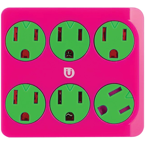 25110 Uber 6-outlet Power Tap - Pink & Green