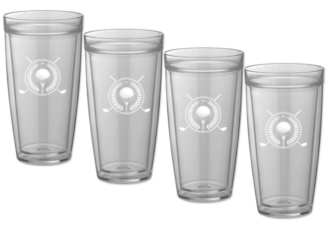 89024 Kasualware 22 Oz. Doublewall Tall Drink Glass Golf, Set Of 4