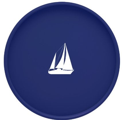 88930 Kasualware 14 In. Round Serving Tray Blue Sailboat