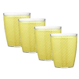 13914 Fishnet 14 Oz. Lemon Doublewall Drinkware Glass, Set Of 4