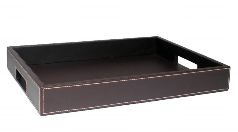 69001 Brown With Tan Stitching Vanity Tray