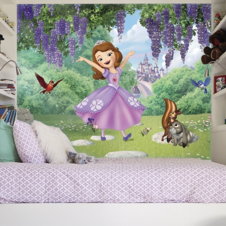 Sofia The First Friends Garden X - Large Chair Rail Prepasted Mural & Ultra Strippable- 6 X 10.5 Ft.