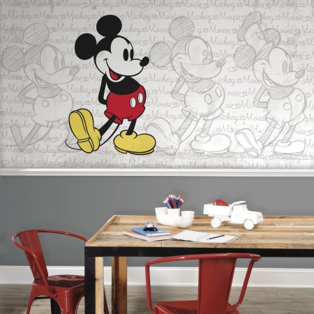 Mickey Mouse Classic Mickey X - Large Chair Rail Prepasted Mural & Ultra Strippable- 6 X 10.5 Ft.