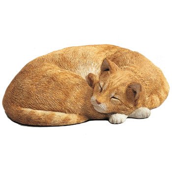 Ls762 Life Size Orange Cat Sculpture, Lying
