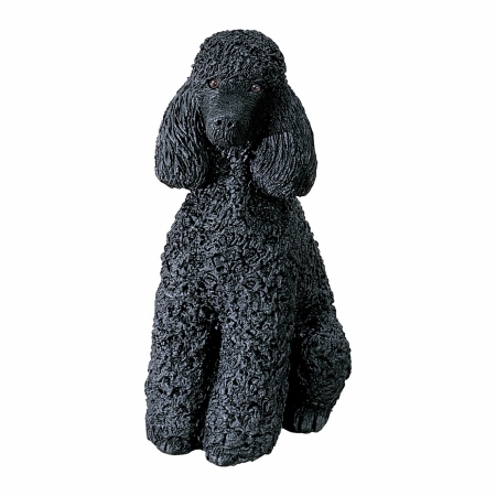 Ms410 Mid Size Black Poodle Sculpture, Sitting