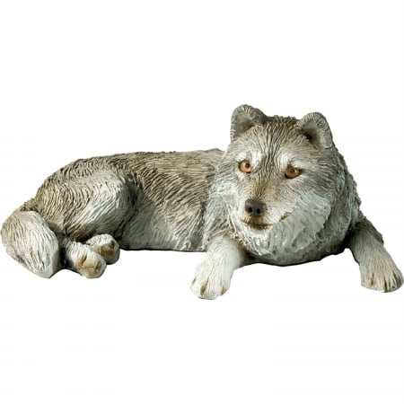 Ms45201 Mid Size Gray Wolf Sculpture, Lying