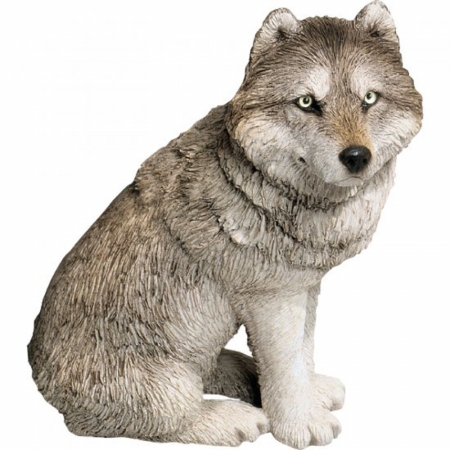 Ms501 Mid Size Wolf Sculpture, Sitting