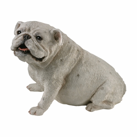 Original Size Senior White Bulldog Sculpture, Sitting
