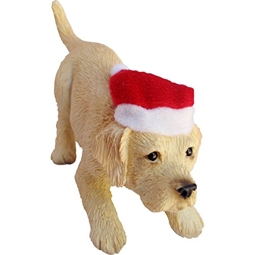 Yellow Labrador Retriever With Santa Hat Christmas Ornament Sculpture