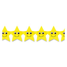 Hygloss Products Hyx33653 Happy Yellow Stars Border Strips, 12 Per Pack