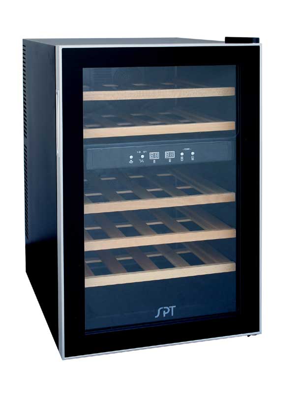 24-bottle Dual-zone Thermo-electric Wine Cooler With Wooden Shelves