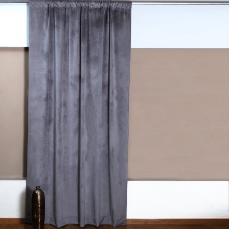 Textrade Cu150002tus 52 X 84 In. Plush Velvet Solid Curtain, Grey