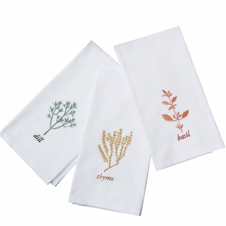 Textrade Kt150001tus 20 X 27 In. Kitchen Towels 6 Piece Set With Embroidery, White & Multicolor