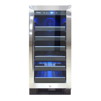 30 Bottle Black And Stainless Wine Cooler