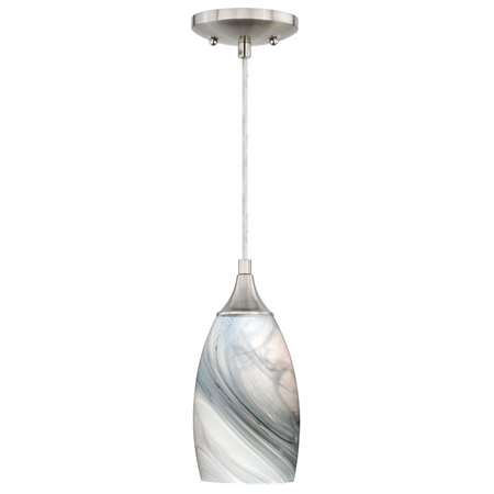 P0176 Milano Marble Swirl Glass Mini Pendant - Satin Nickel Finish
