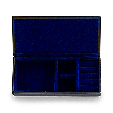 Vegan Leather Jewelry Box - Black With Dark Blue
