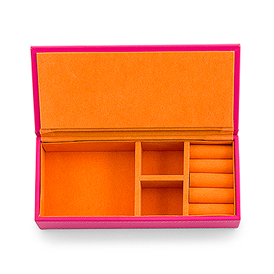 Vegan Leather Jewelry Box - Pink With Orange