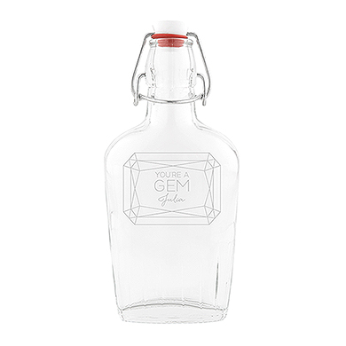 Wedding Star 9858-p-1075-106-01 Vintage Inspired Clear Glass Hip Flask - You Are A Gem Etching