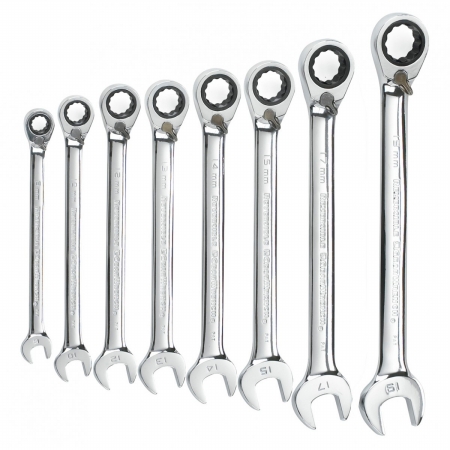 329-9543 Reversible Combination Ratcheting Wrench Set Metric