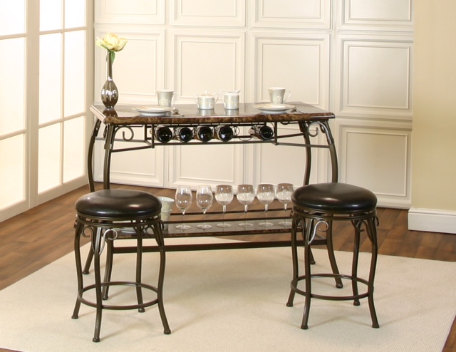 Sunset Trading Chloe Bar With Built-in Wine Rack And Two Stools