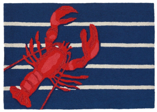 Trans-ocean Import Ftp12159533 Frontporch 1595-33 Hand Tufted Lobster On Stripes Oriental Rug, Navy - 20 X 30 In.