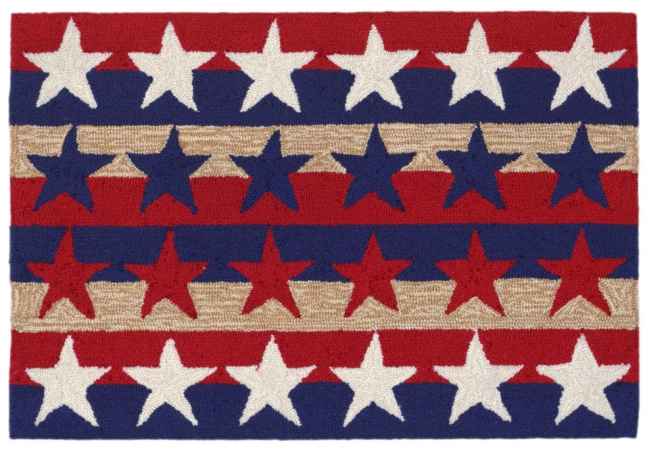 Trans-ocean Import Ftp12180414 Frontporch 1804-14 Hand Tufted Stars & Stripes Oriental Rug, Red - 20 X 30 In.
