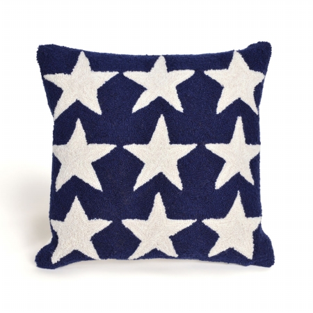 Trans-ocean Import 7fp8s425103 Frontporch 4251-03 Hand Tufted Stars Square Pillow, Blue - 18 In.