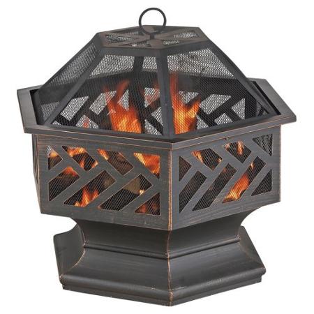 Endless Summer Wad1576sp Oil Rubbed Bronze Wood Burning Outdoor Firebowl With Geometric Design