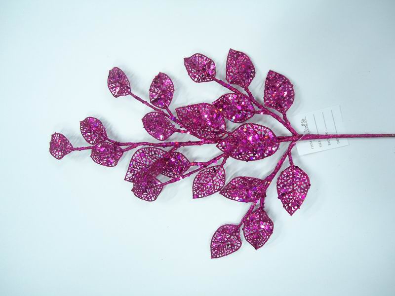 24 In. Pink Leaf Pick With Pink Glitter