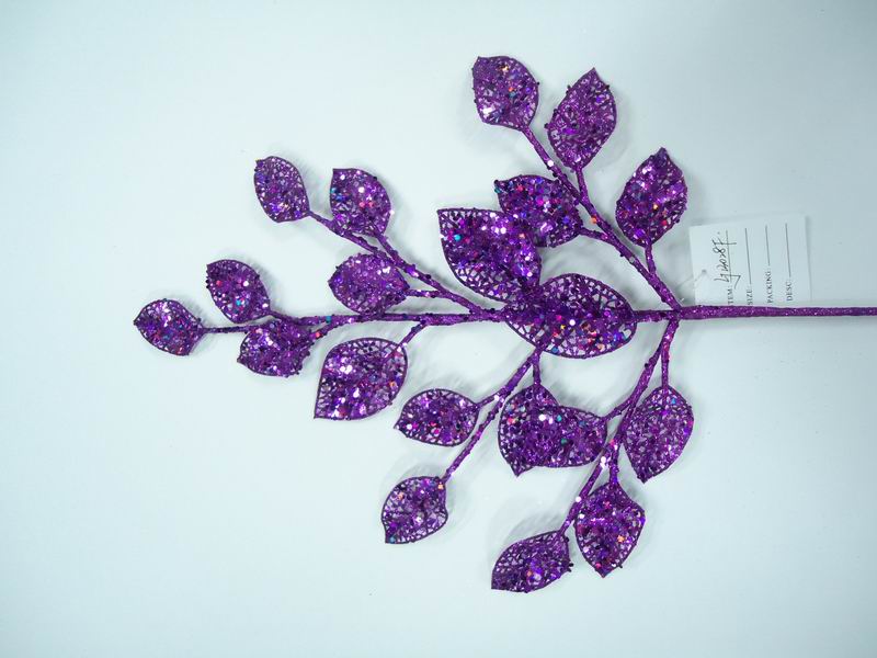 24 In. Purple Leaf Pick With Purple Glitter