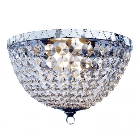 Elegant Designs 2 Light Victoria Crystal Rain Drop Ceiling Light Flushmount, Chrome