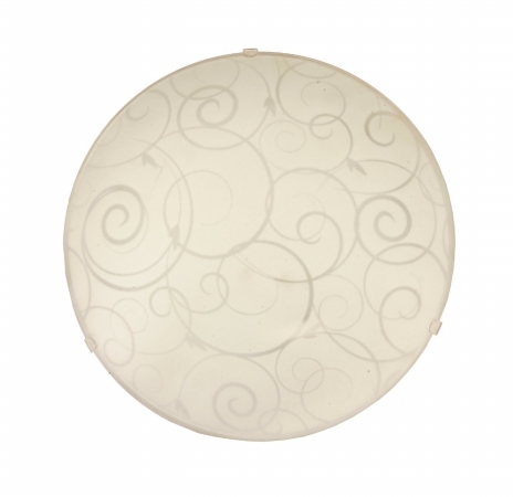 Fm3000-wht Simple Designs Round Flushmount Ceiling Light With Scroll Swirl Design, White