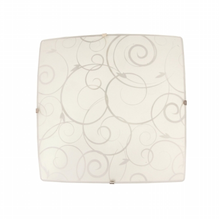 Fm3001-wht Simple Designs Square Flushmount Ceiling Light With Scroll Swirl Design, White