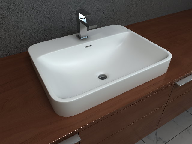 St-2318 Solid Surface Semi Recessed Sink, 18.12 X 6.87 X 23 In.