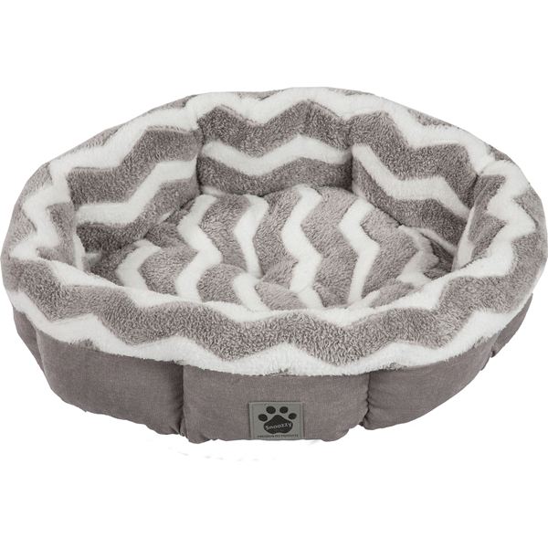 42701 Hip Zig Zag Shearling Round Pets Bed - Grey & White