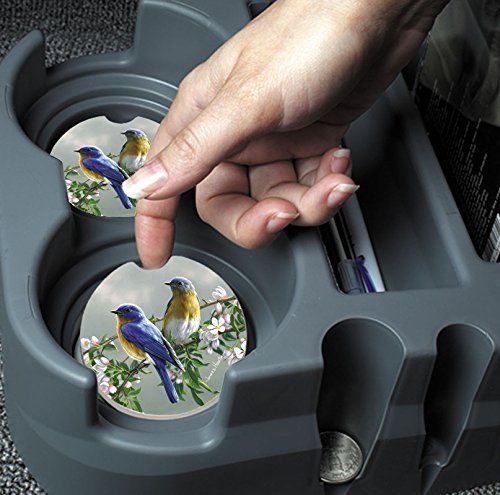 Counter Art Cart09870 Beautiful Songbirds Bluebirds Car Coaster