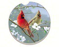 Counter Art Cart09871 Beautiful Songbirds Cardinals Car Coaster