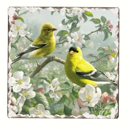 Counter Art Cart11295 Goldfinches Number 1 Single Tumbled Tile Coaster