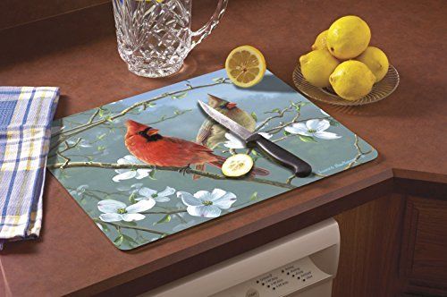 Counter Art Cart22380 12 X 15 In. Beautiful Songbirds Glass Cutting Board