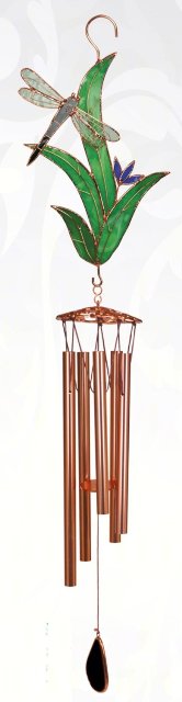 Ge210 Dragonfly With Leaves Large Wind Chime