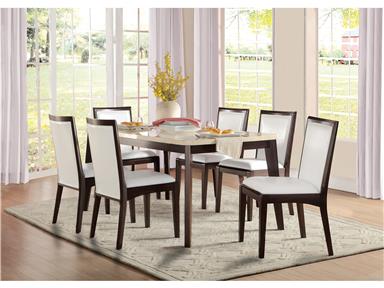 Homelegance 5465-66 Tijeras Collection Dining Table With Faux Marble Top, Dark Wood - 38 X 66 X 30 In.