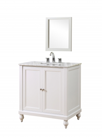 32s9-wwc-m Classic 32 In. Pearl White Vanity With White Carrara Marble Top & Mirror